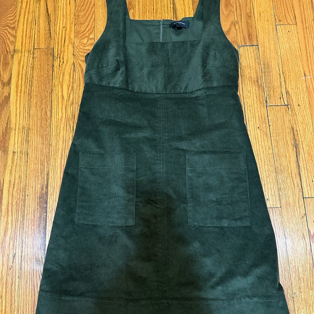 Banana Republic Olive Green Corduroy Pinafore Mini Dress NWOT